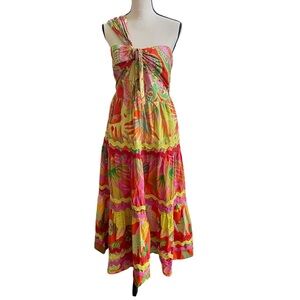 Farm Rio One-Shoulder Tiered Maxi Dress